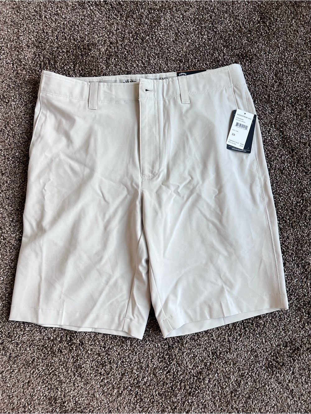 Callaway Beige Flat-Front Performance Golf Shorts